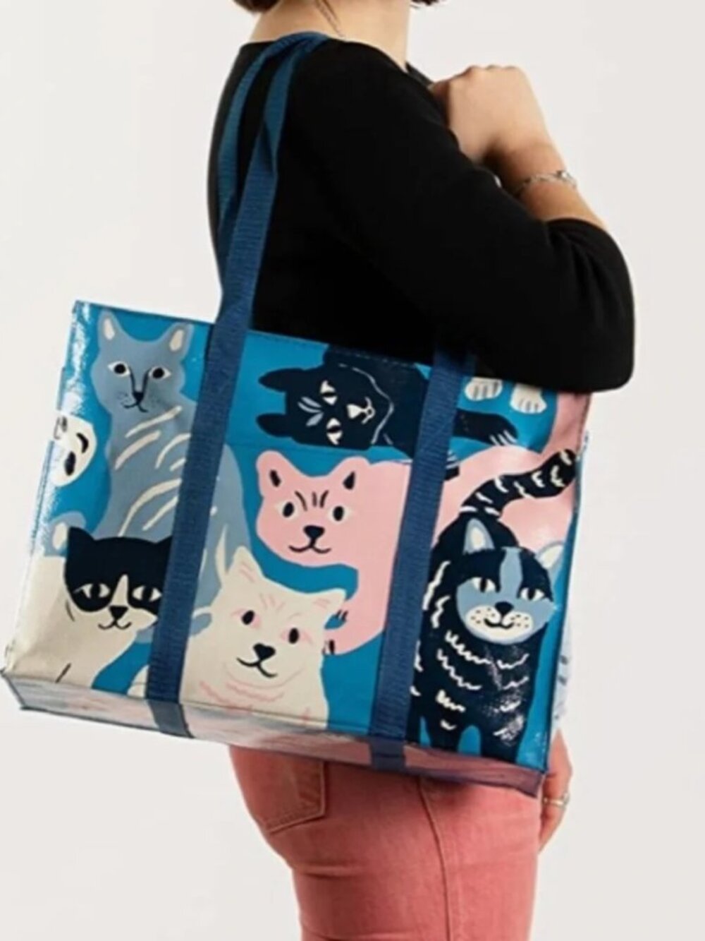 Blue Q Happy Cats Shoulder Tote Bag NWT